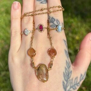 Peach moonstone built in interchangeable necklace